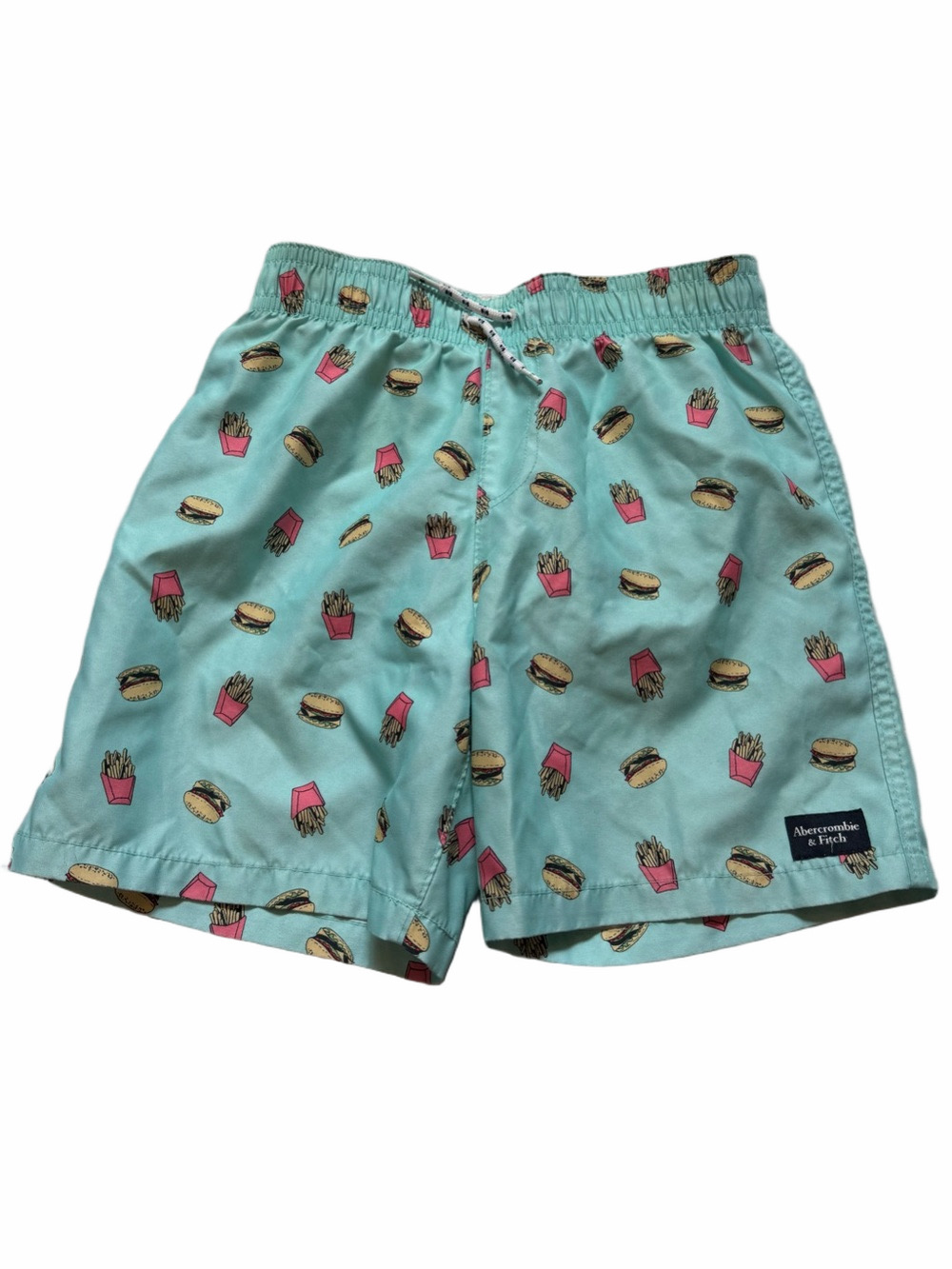 Abercrombie & Fitch Aqua Burger & Fries Swim Shorts Trunks Liner Youth Boy 11/12